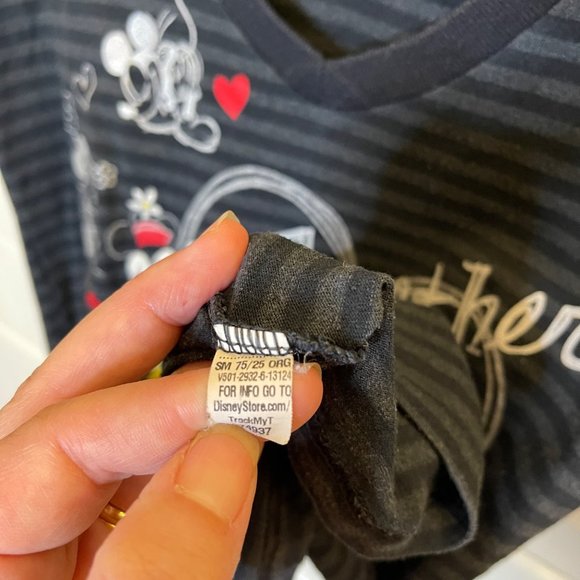 Disney Graphic Tee Heart Minnie & Mickey Together Since 1928 T-Shirt S Striped V - Picture 11 of 12